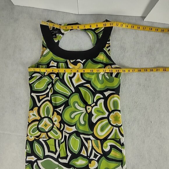 Kim Rogers Signature Petite Green White Black, Tan, Patterned Midi Dress Size 4P - Picture 7 of 11